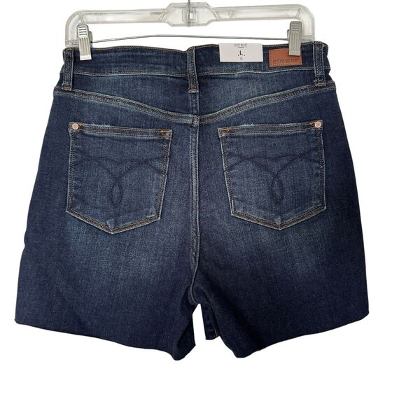 Judy Blue Jean Shorts Size L High Waist Cut Offs Raw Hem Button Fly JB15269 - Picture 3 of 16